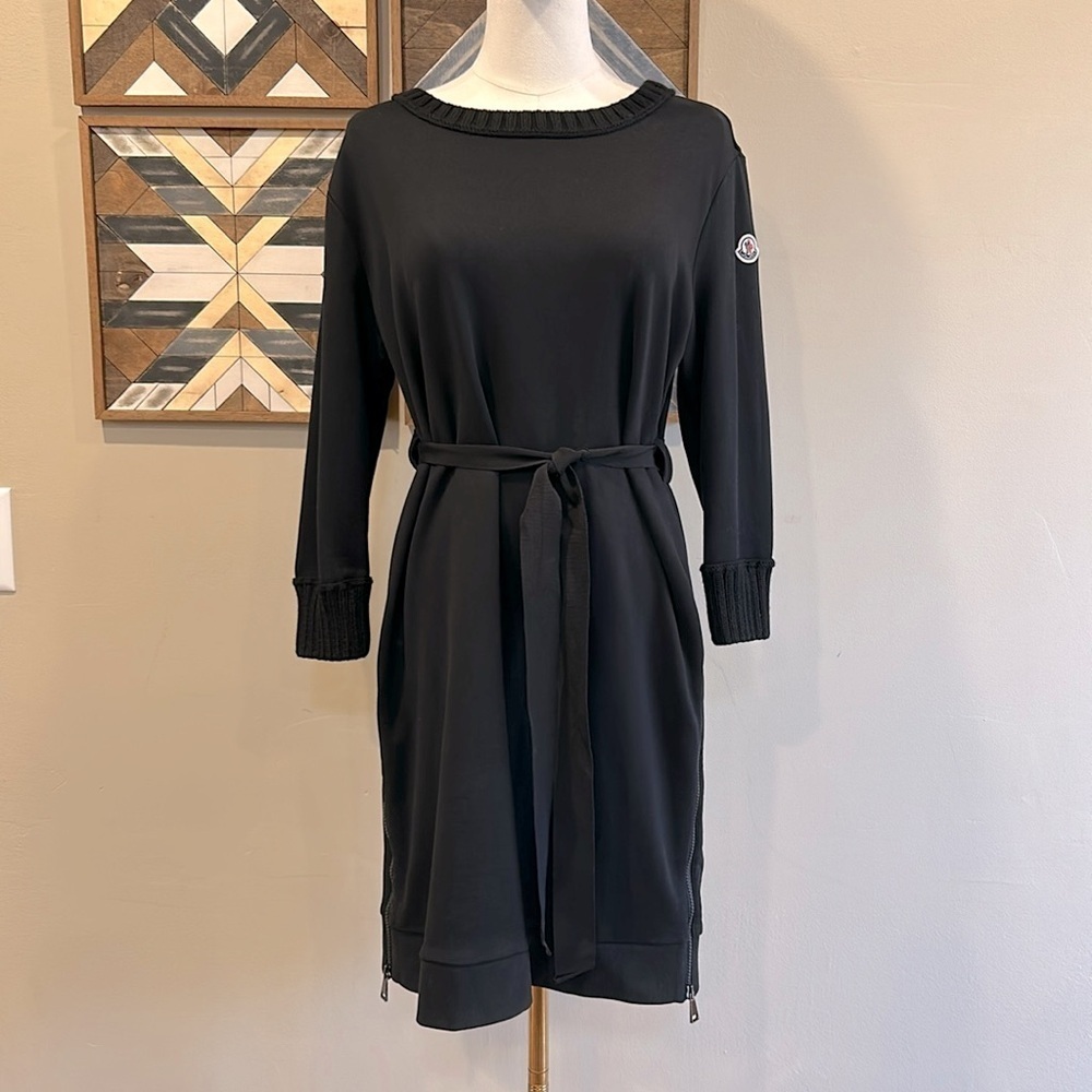 Moncler Abito Tie Waist Dress Black Small EUC